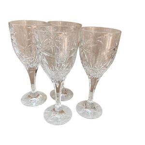 Set of 4 Godinger Shannon Crystal Water Wine Glasses Palm South Beach 8 inch